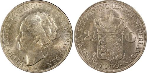 Koningin Wilhelmina 2 1/2 gulden 1930 MS64+ PCGS, Postzegels en Munten, Munten | Nederland, Losse munt, Koningin Wilhelmina, Zilver