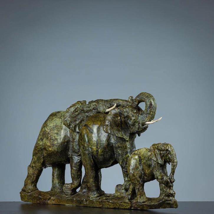 J. Chirume - Drie olifanten beeld, Antiek en Kunst, Curiosa en Brocante, Ophalen
