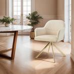 Lona fluwelen draaistoel met dikke vulling - creme/goud, per, Huis en Inrichting, Verzenden, Nieuw