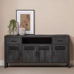 Dressoir Mangohout Tristan 180 Zwart, Huis en Inrichting, Kasten | Dressoirs, Verzenden, 150 tot 200 cm, Nieuw, Industriële meubels