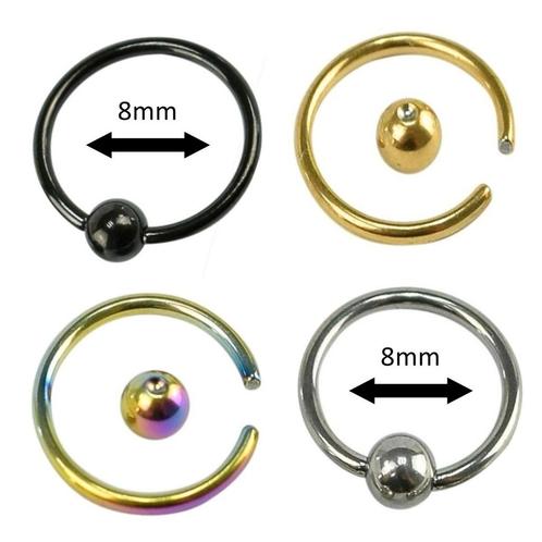 Fako Bijoux® - Ball Closure Piercing - Ring - 8mm - Set - 4, Sieraden, Tassen en Uiterlijk, Piercings, Verzenden