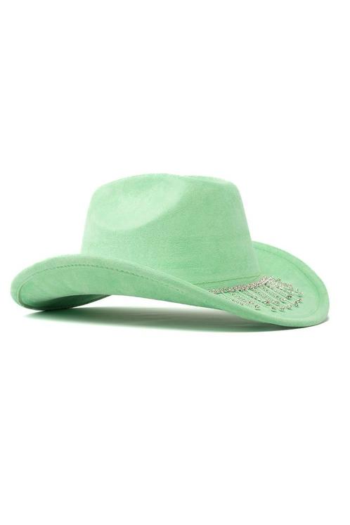 Cowboyhoed Mint Strass Steentjes Ketting Mintgroen Cowgirl W, Kleding | Dames, Carnavalskleding en Feestkleding, Nieuw, Carnaval