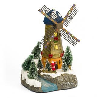 Kerstdorp | Molen | Lumineo (25 leds, Bewegend, Batterij), Diversen, Kerst, Nieuw, Verzenden