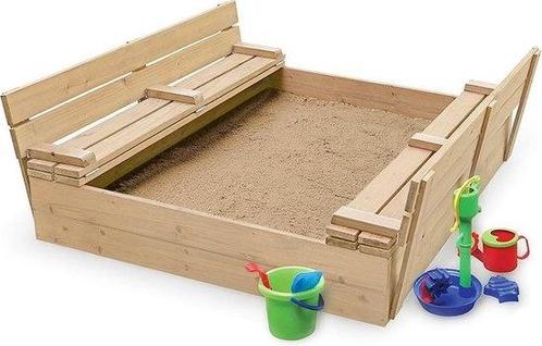 Zandbak met deksel & zitje - opvouwbare deksel - 120 x 12..., Kinderen en Baby's, Speelgoed | Buiten | Zandbakken, Nieuw, Ophalen of Verzenden