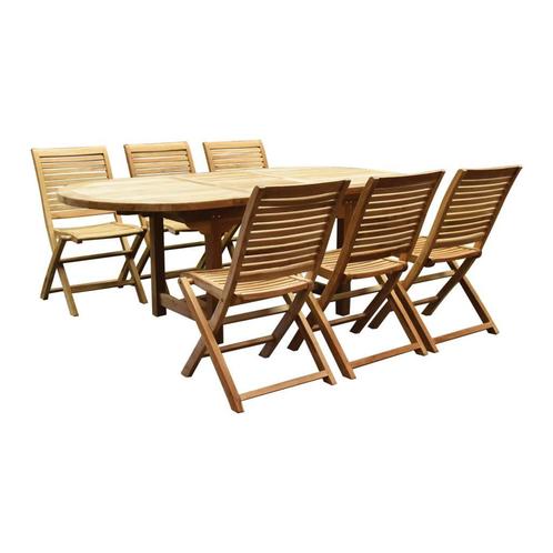 Arona Ovaal uitschuifbare dining tuinset 160-210x90 cm blad, Tuin en Terras, Tuinsets en Loungesets, Nieuw, Teakhout, Ophalen of Verzenden