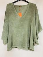 Linnen top met korte mouwen en v-hals - kleur GROEN- one, Kleding | Dames, T-shirts, Nieuw