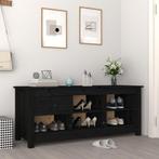 vidaXL Schoenenkast 110x38x45,5 cm massief grenenhout zwart, Huis en Inrichting, Verzenden, Nieuw