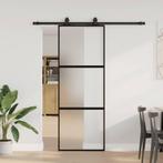 vidaXL Schuifdeur met beslagset 76x205 cm gehard glas zwart, Doe-het-zelf en Verbouw, Deuren en Horren, Verzenden, Nieuw
