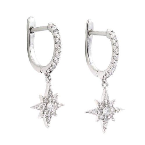 Oorbellen - 14 karaat Witgoud - 0.31ct. tw. Diamant, Sieraden, Tassen en Uiterlijk, Oorbellen