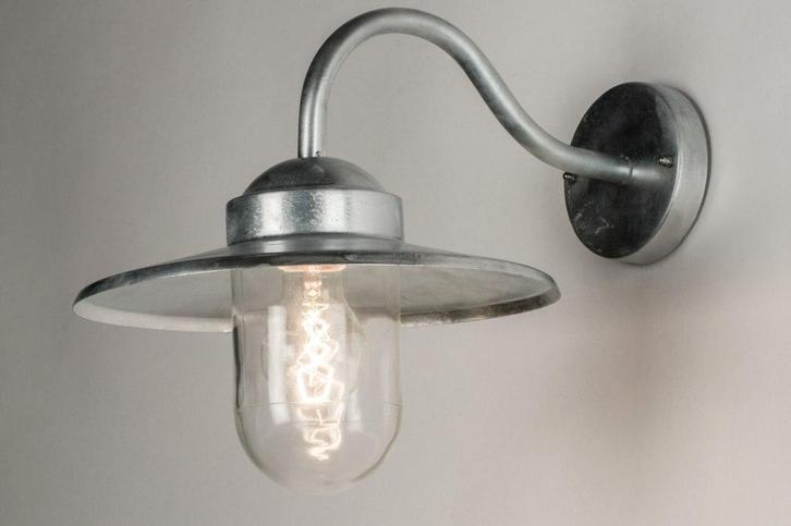 Rietveld Wandlampen - Zink - Glas, Metaal, Zink, Gegalvanise, Huis en Inrichting, Lampen | Wandlampen, Verzenden