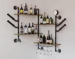 Wijnrek Wandmodel met 4 Planken en Glashouders – Industrieel, Verzenden, Nieuw