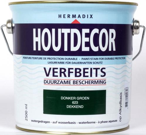 Houtdecor Verfbeits Donker Groen 623 2,5 liter, Doe-het-zelf en Verbouw, Verf, Beits en Lak, Nieuw, Ophalen of Verzenden
