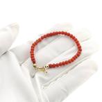 Bloedkoraal kralen armband met gouden slot; Kinderarmband..., Gebruikt, Overige kleuren, Ophalen of Verzenden, Met edelsteen