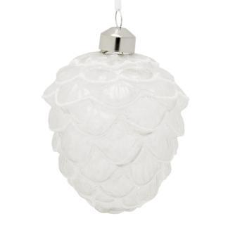 Dennenappel kerst ornament | Decoris (Glas, Wit), Diversen, Kerst, Nieuw, Verzenden
