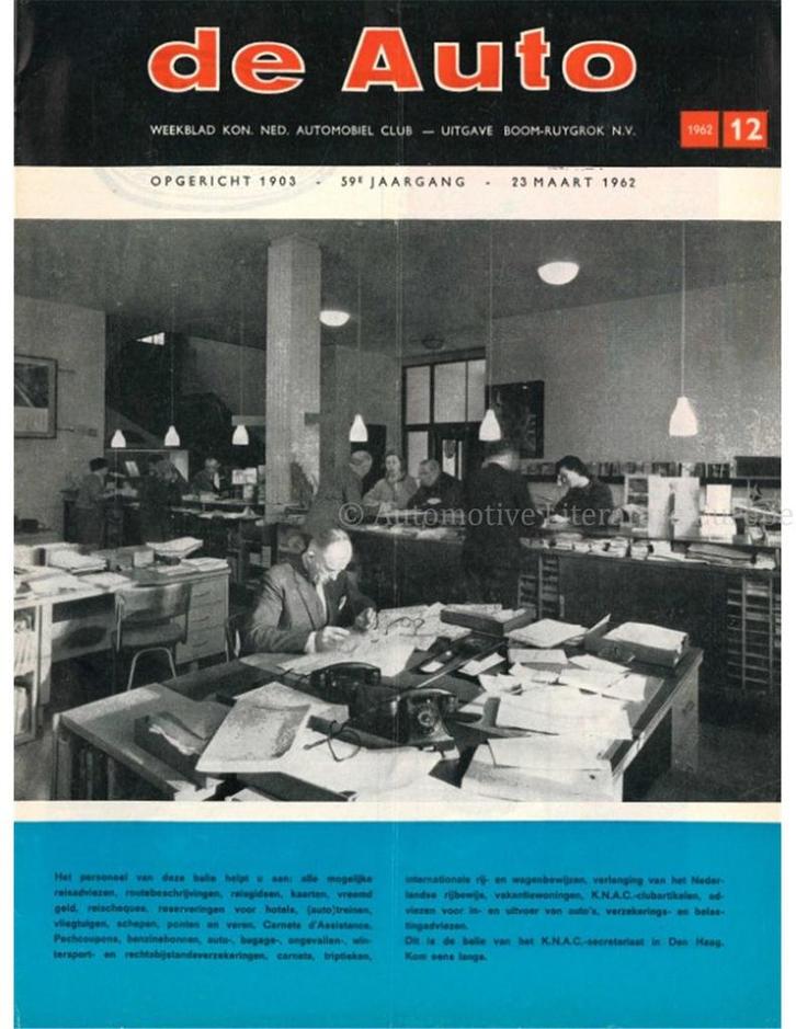 1962 DE AUTO MAGAZINE 12 NEDERLANDS, Boeken, Auto's | Folders en Tijdschriften