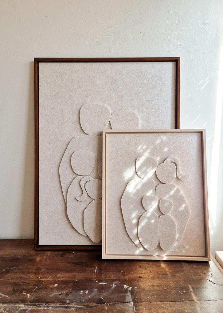Familieportret van akoestisch vilt, Huis en Inrichting, Woonaccessoires | Wanddecoraties, Nieuw, Ophalen