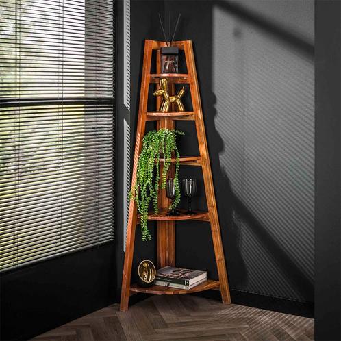 *WOONWINKEL* Hoek Plankenkast Massief Acacia Hout, Huis en Inrichting, Kasten | Boekenkasten, Nieuw, Verzenden