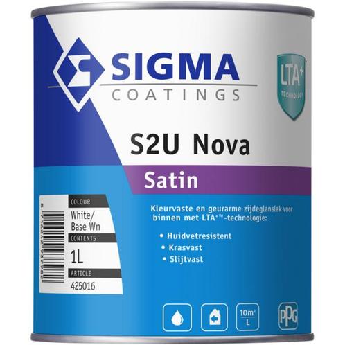 S2U Nova Satin 1 liter, Doe-het-zelf en Verbouw, Verf, Beits en Lak, Nieuw, Ophalen of Verzenden
