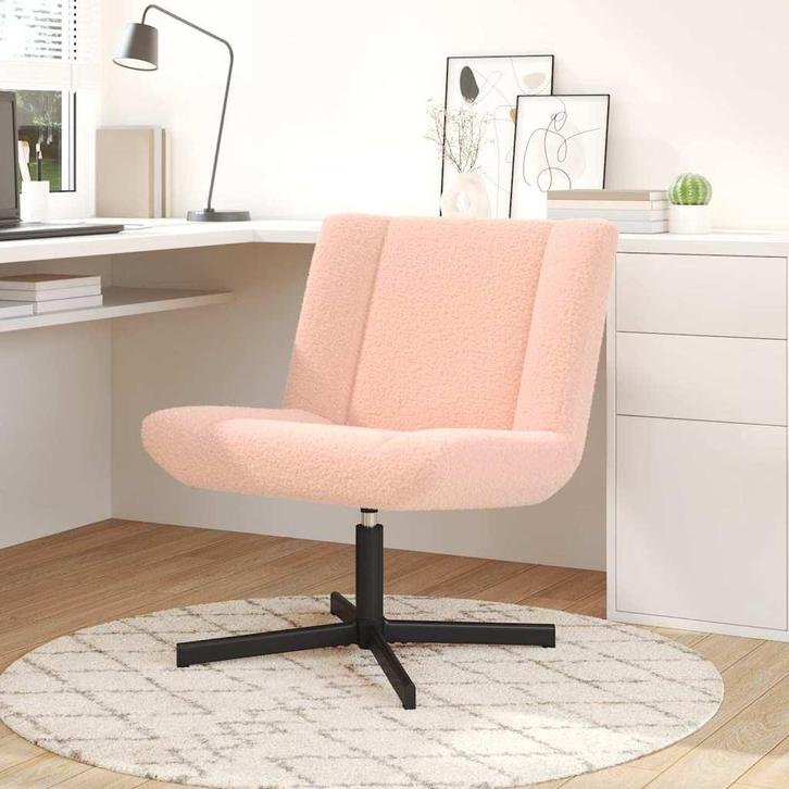 vidaXL Draaistoel Roze 63 x 75 x 76 cm Schapenvacht, Huis en Inrichting, Stoelen, Nieuw, Verzenden