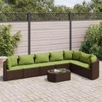 vidaXL 8-delige Loungeset met kussens poly rattan bruin, Nieuw, Loungeset, 7 zitplaatsen, Verzenden