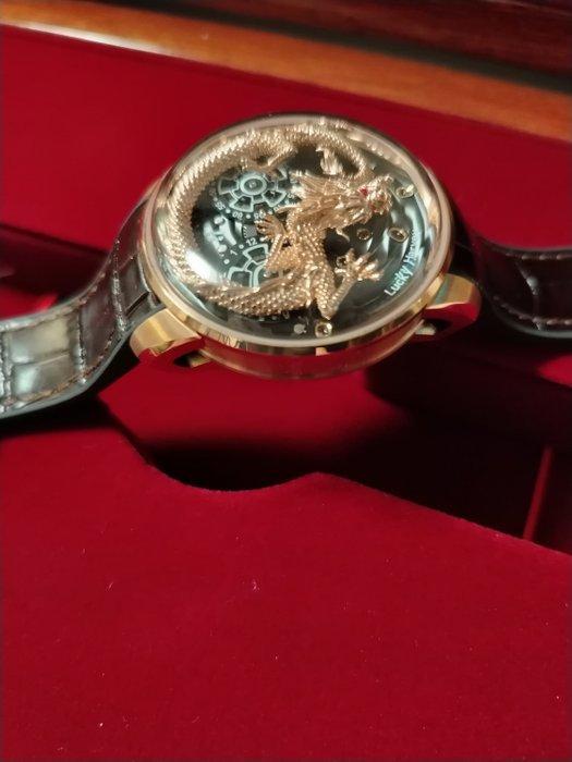 LUCKY HARVEY - Gold Dragon Automatic Watch Spit Out 24k Gold, Sieraden, Tassen en Uiterlijk, Horloges | Heren