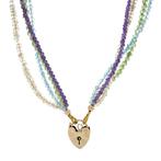 Vintage edelstenen collier met hart sluiting 9 krt, Ophalen of Verzenden, Nieuw