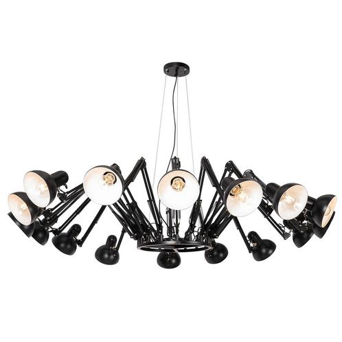 Industriële hanglamp zwart 16-lichts verstelbaar - Hobby, Huis en Inrichting, Lampen | Hanglampen, Nieuw, Overige materialen, 75 cm of meer