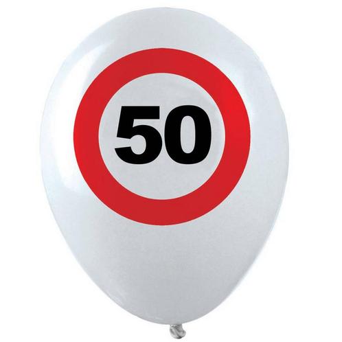 Ballonnen verkeersbord 50 (12st), Hobby en Vrije tijd, Feestartikelen, Nieuw, Ophalen of Verzenden