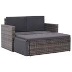 vidaXL 2-delige Loungeset met kussens poly rattan grijs, 2 zitplaatsen, Nieuw, Loungeset, Verzenden