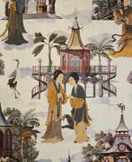 Oosterse chinoiserie op exclusieve katoenstof met, Antiek en Kunst