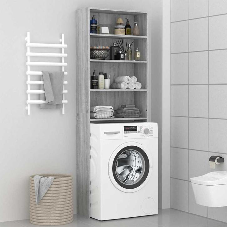 vidaXL Wasmachinekast 64x24x190 cm grijs sonoma eikenkleurig, Witgoed en Apparatuur, Wasmachines, Nieuw, Verzenden