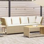 vidaXL Tuinbank met kussens poly rattan beige, Tuin en Terras, Verzenden, Nieuw, Rotan