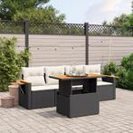 vidaXL 5-delige Loungeset met kussens poly rattan zwart, Tuin en Terras, Tuinsets en Loungesets, Verzenden, Nieuw, Rotan, Loungeset