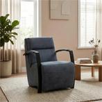 Leren fauteuil Arrival - Kenia Denim (blauw), Nieuw, Ophalen of Verzenden, 50 tot 75 cm, Industrieel, Modern