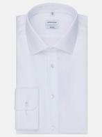 2dekans | Seidensticker Fine Structure Business Kent, Kleding | Heren, Overhemden, Ophalen of Verzenden, Zo goed als nieuw, Wit