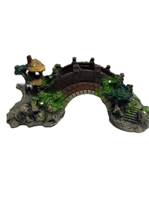 Brug met tempeltje OS 173 -  aquarium decoratie, Dieren en Toebehoren, Vissen | Aquaria en Toebehoren, Sierelement, Nieuw, Ophalen of Verzenden