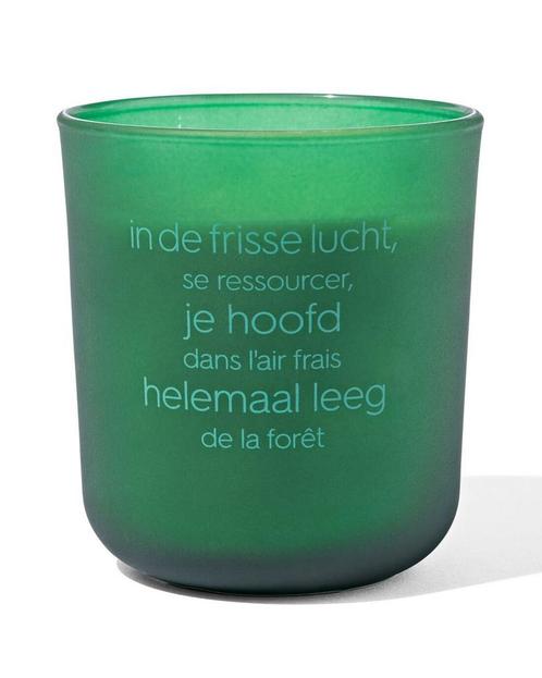 HEMA Geurkaars even het bos in 2=35% / 1=25%, Huis en Inrichting, Woonaccessoires | Kandelaars en Kaarsen, Nieuw, Verzenden