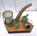 Tafellamp - Walnoot - Pijproker set, Antiek en Kunst