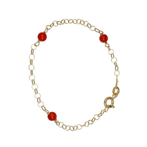 Armband - 18 karaat Geel goud Koraal, Sieraden, Tassen en Uiterlijk, Armbanden