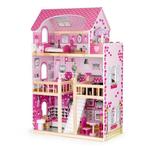 Houten poppenhuis roze met 3 verdiepingen 59x30x90 cm, Kinderen en Baby's, Speelgoed | Poppenhuizen, Ophalen of Verzenden, Nieuw