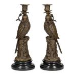 Kaarsenhouder (2) - Brons, Marmer - Parrots