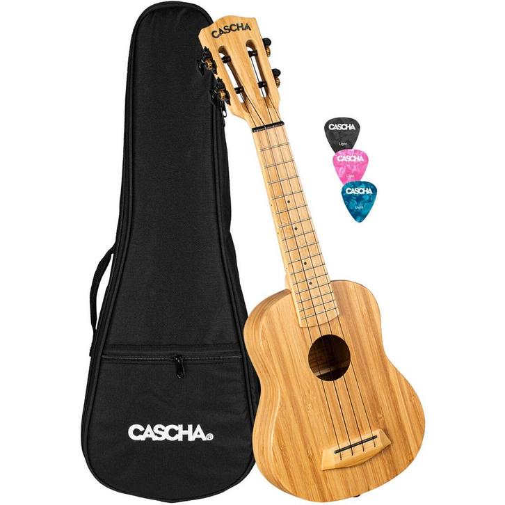 Cascha HH 2312 Bamboo Natural sopraan ukelele set, Muziek en Instrumenten, Snaarinstrumenten | Overige, Verzenden