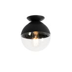 Retro plafondlamp zwart met helder glas - Eclipse, Nieuw, Glas, Retro