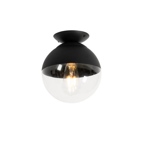 Retro plafondlamp zwart met helder glas - Eclipse, Huis en Inrichting, Lampen | Plafondlampen, Nieuw, Glas