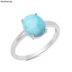 Zilveren ovale blauwe larimar ring, Verzenden, Nieuw, Zilver