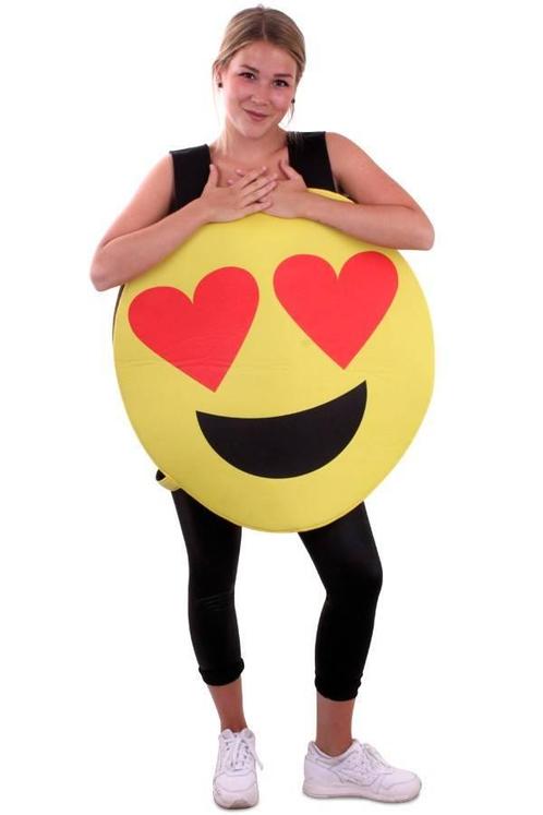 Emoticon smiley hartjes ogen kostuum, Kleding | Dames, Carnavalskleding en Feestkleding, Nieuw, Ophalen of Verzenden