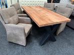 Nieuwe Eethoek Robuust Hout 180 CM  incl 4 stoelen, Ophalen, Nieuw, LANDELIJK, 4 tot 6 stoelen
