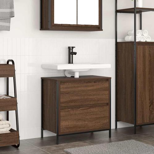 vidaXL Badkamerkast met lades 60x34,5x60 cm bruin, Huis en Inrichting, Tafels | Kaptafels, Nieuw, Verzenden