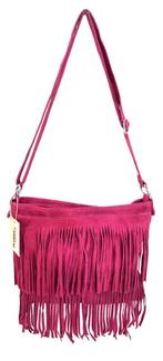 Back to the Sixties Suede Franje tas (fuchsia), Verzenden, Nieuw
