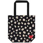 Katoenen tas met margrietjes NIEUW, Sieraden, Tassen en Uiterlijk, Tassen | Schoudertassen, Ophalen of Verzenden, Nieuw, Zwart